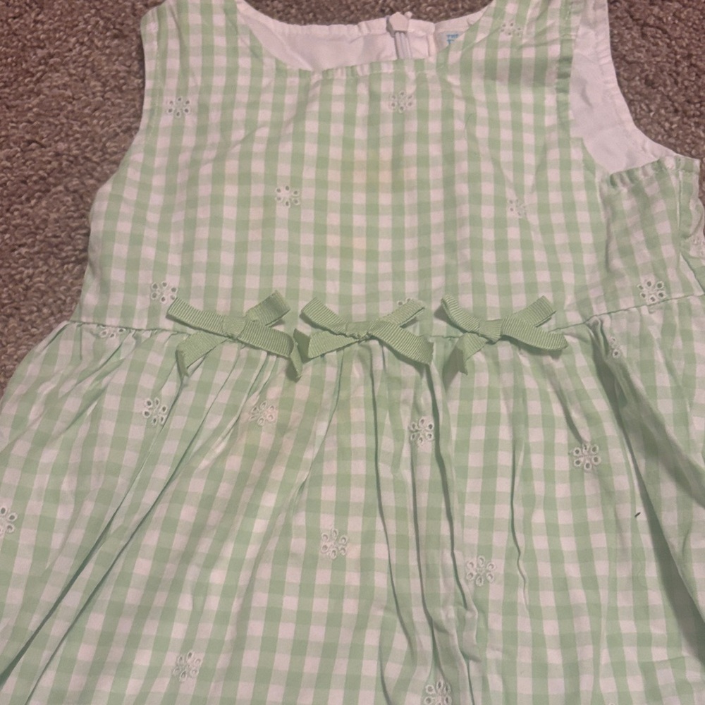 Light Green Gingham Sundress with Bows